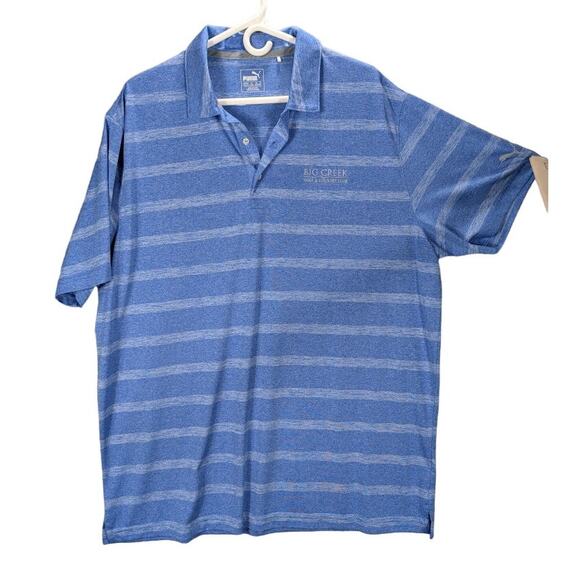 Puma Shirt Mens 2XL XXL Golf Polo Blue White Stripe Big Creek Branson Dry Cell - Picture 1 of 9